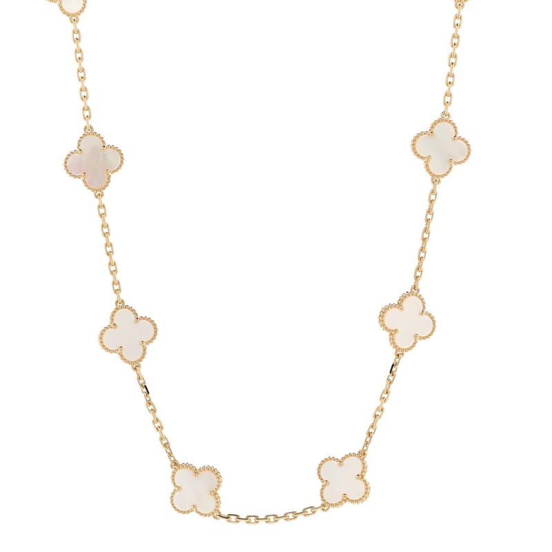 18K жовте золото перламутр 10 Motifs Vintage Alhambra кольє