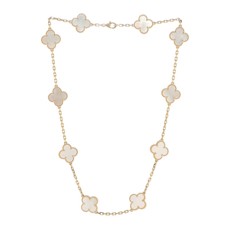 18K жовте золото перламутр 10 Motifs Vintage Alhambra кольє