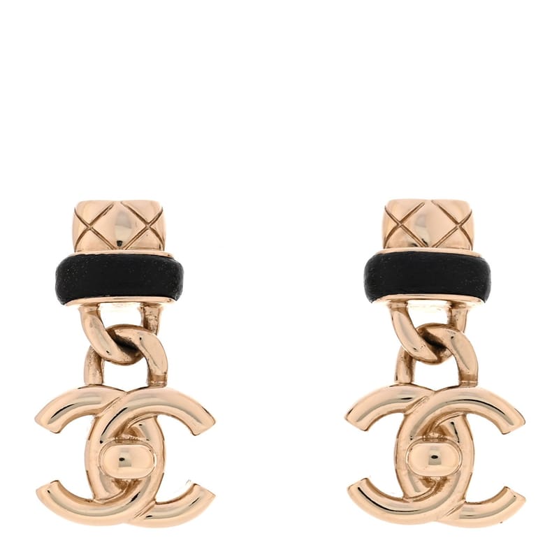 Lambskin CC Turnlock Drop сережки золото чорний