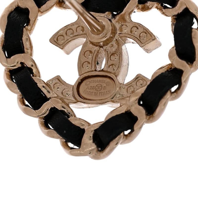 Crystal Lambskin ланцюг CC Heart сережки золото чорний