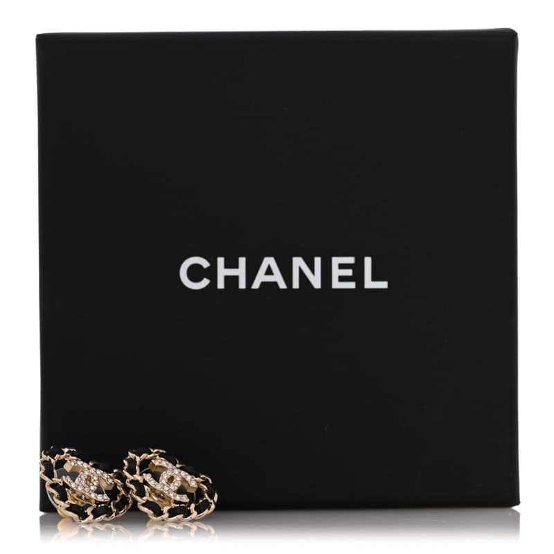 Crystal Lambskin ланцюг CC Heart сережки золото чорний