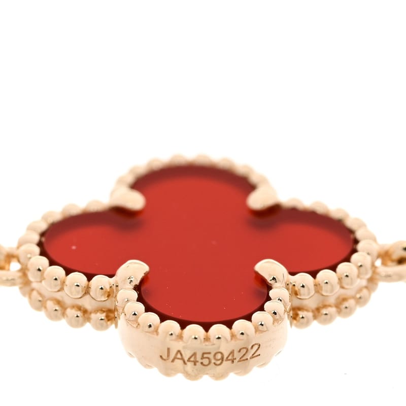 18K жовте золото Carnelian 5 Motifs Vintage Alhambra браслет