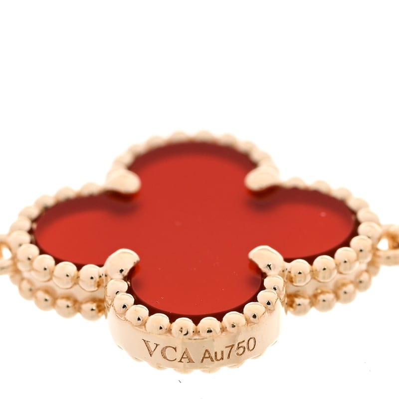 18K жовте золото Carnelian 5 Motifs Vintage Alhambra браслет