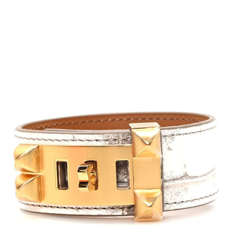 Matte Niloticus Crocodile Himalaya Collier De Chien CDC 24 браслет T3 Blanc