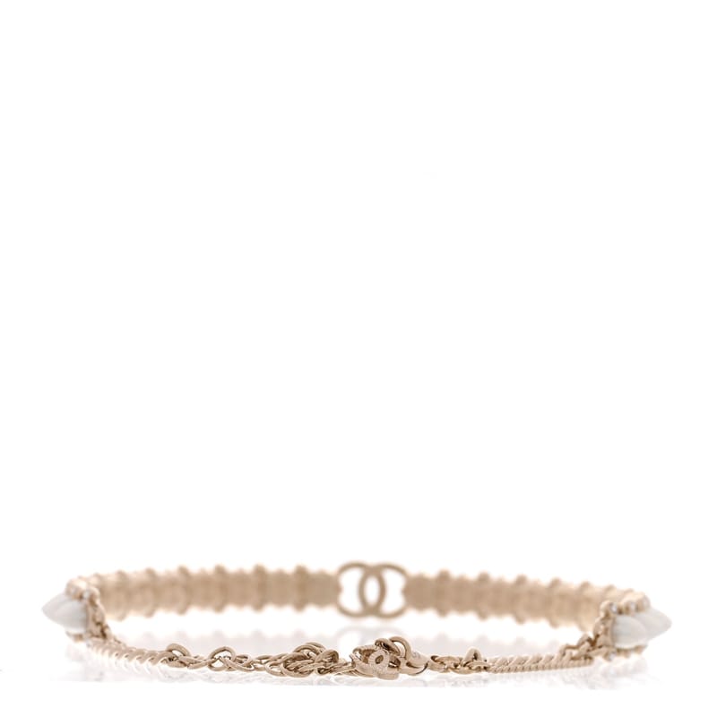 Strass Crystal Studded перлина CC чокер кольє золото Pearly білий