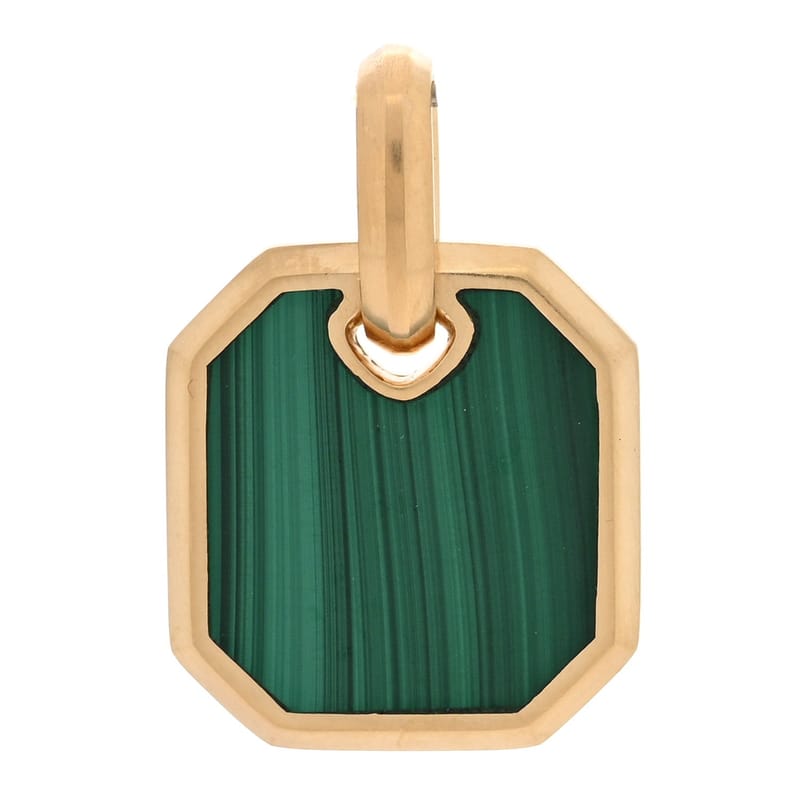 18K жовте золото малахіт 15mm Octagonal Amulet підвіска