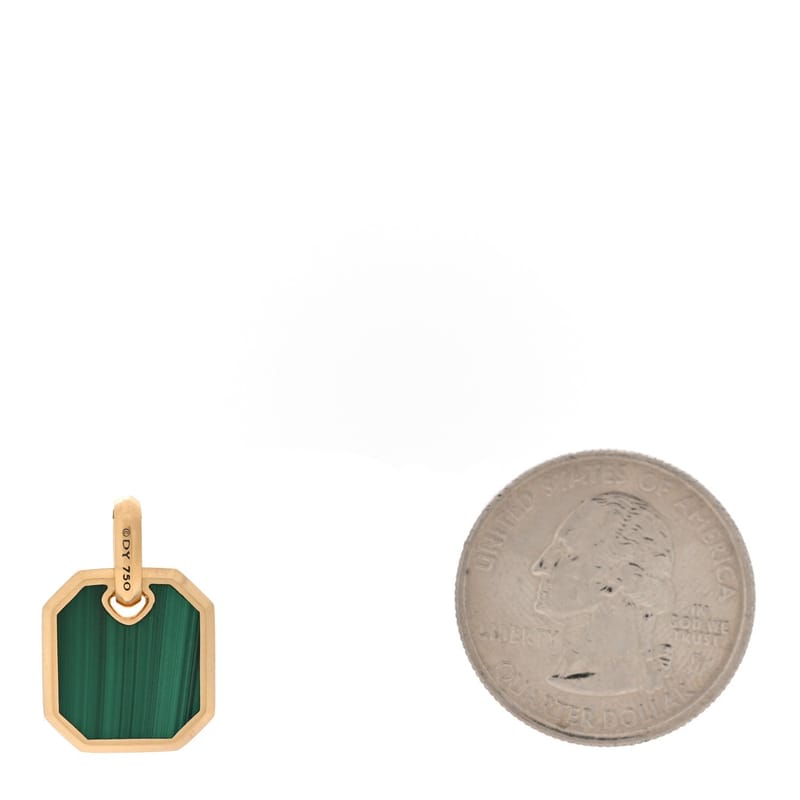 18K жовте золото малахіт 15mm Octagonal Amulet підвіска
