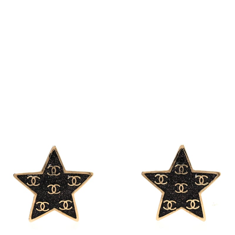 Metal Glitter Sparkle CC Star сережки золото Pearly чорний