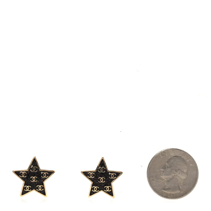 Metal Glitter Sparkle CC Star сережки золото Pearly чорний