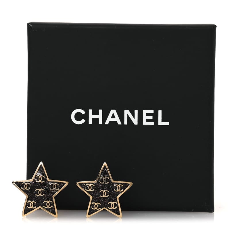 Metal Glitter Sparkle CC Star сережки золото Pearly чорний