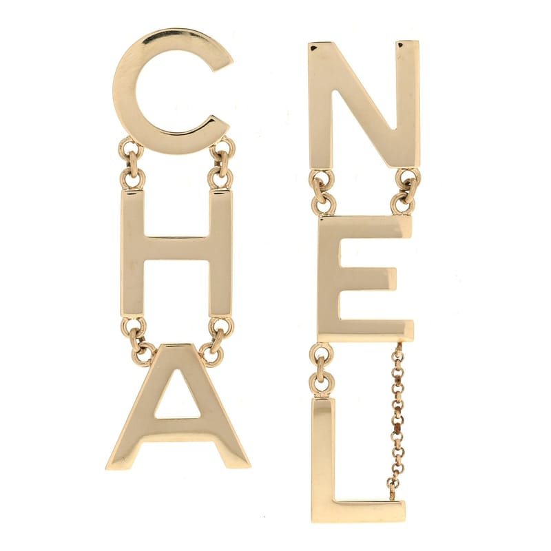 Metal Cha-Nel Logo Drop сережки золото
