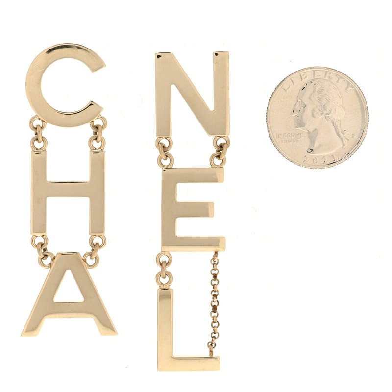 Metal Cha-Nel Logo Drop сережки золото