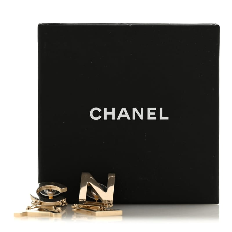 Metal Cha-Nel Logo Drop сережки золото