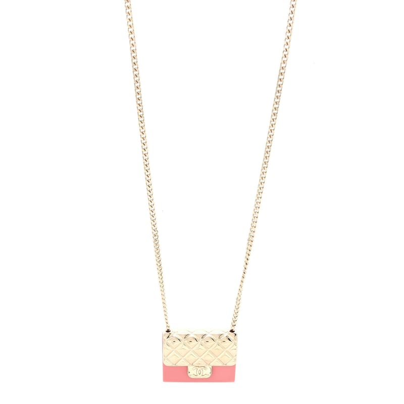 Metal Resin Flap Bag Long кольє золото Red