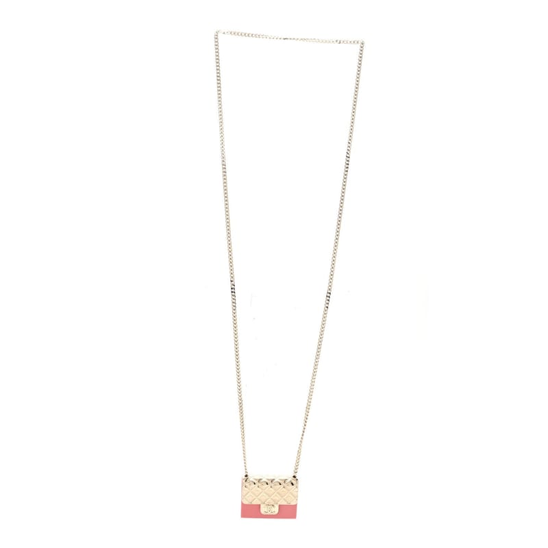 Metal Resin Flap Bag Long кольє золото Red