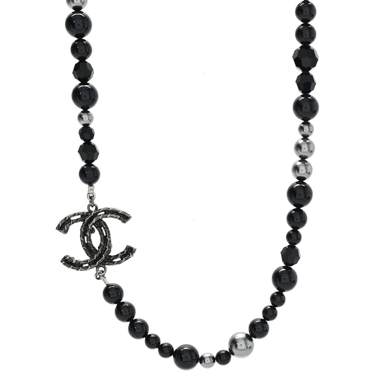 перлина Beaded Crystal CC Camellia Short кольє Ruthenium чорний Pearly Grey