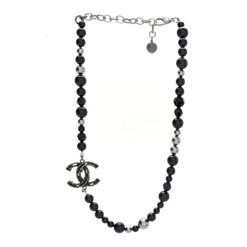 перлина Beaded Crystal CC Camellia Short кольє Ruthenium чорний Pearly Grey