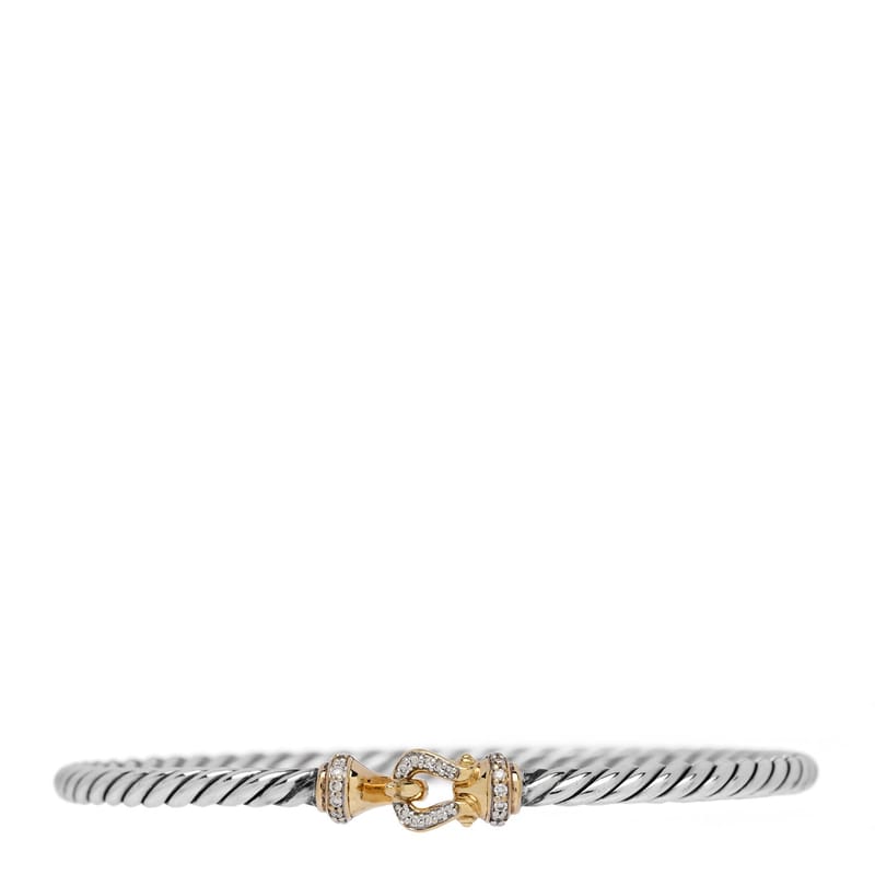 срібло 925 18K жовте золото діамант 3mm Cable Buckle браслет