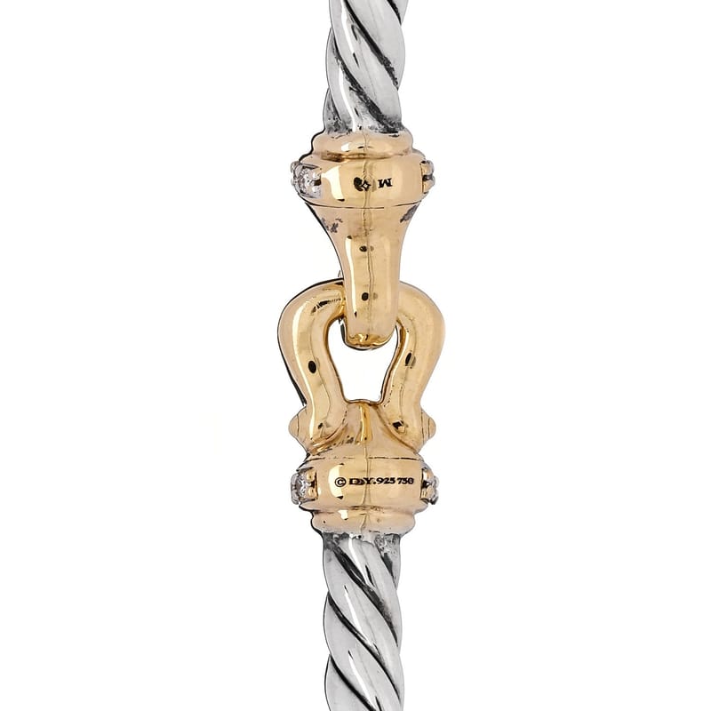срібло 925 18K жовте золото діамант 3mm Cable Buckle браслет