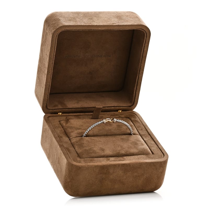 срібло 925 18K жовте золото діамант 3mm Cable Buckle браслет