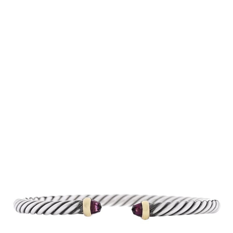 срібло 925 14K жовте золото Garnet 4mm Cable Classics браслет