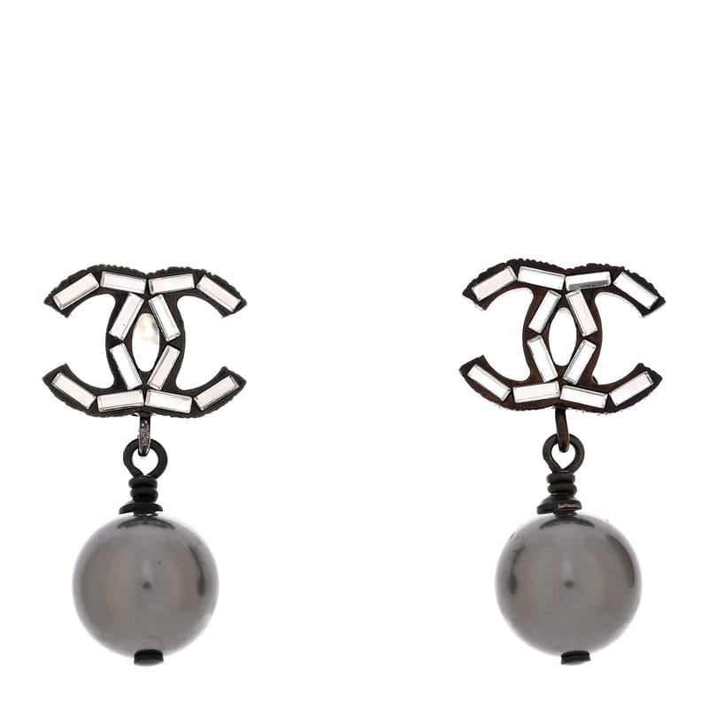 Ruthenium перлина Crystal Baguette CC Drop сережки срібло Grey