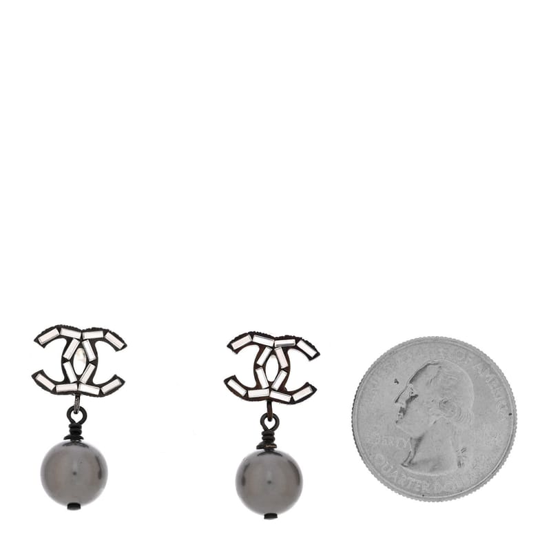 Ruthenium перлина Crystal Baguette CC Drop сережки срібло Grey