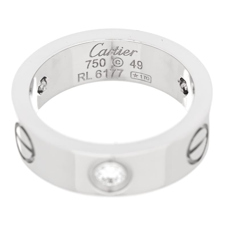 18K біле золото 3 діамант 5.5mm LOVE каблучка 49 5