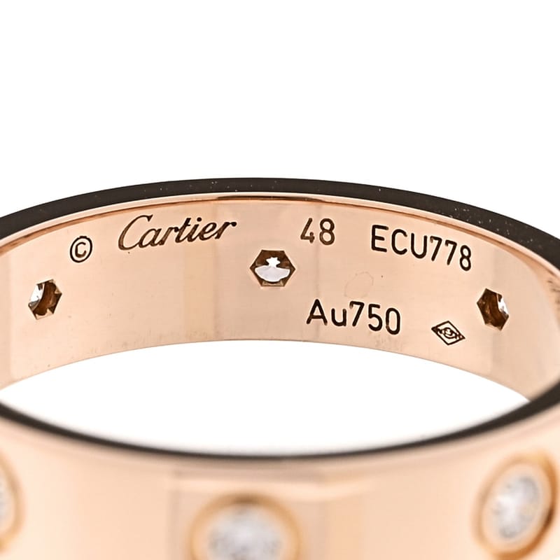 18K рожеве золото 8 діамант 4mm LOVE Wedding обручка каблучка 48 4.5