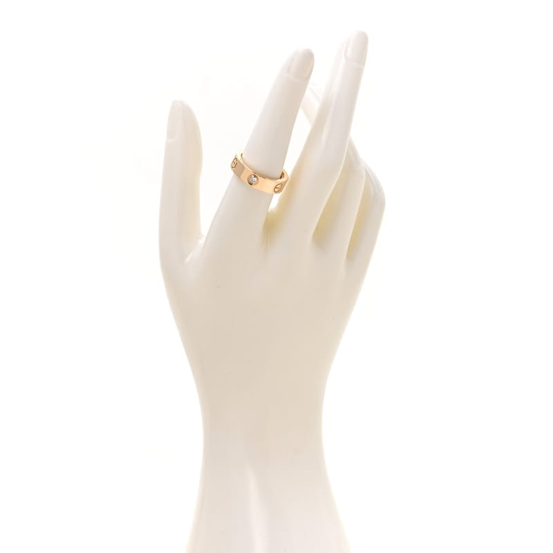 18K жовте золото 3 діамант 5.5mm LOVE каблучка 56 7.5