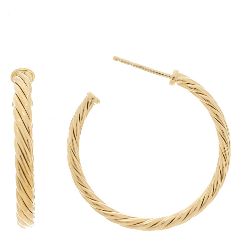 18K жовте золото Small Cablespira Hoop сережки