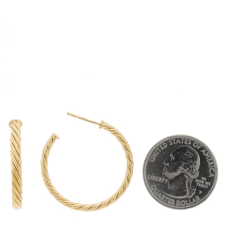 18K жовте золото Small Cablespira Hoop сережки