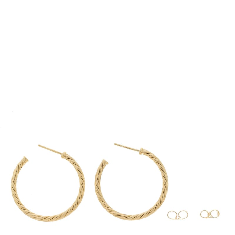 18K жовте золото Small Cablespira Hoop сережки