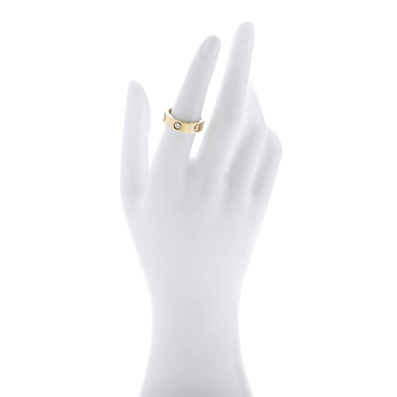18K жовте золото 3 діамант 5.5mm LOVE каблучка 53 6.5