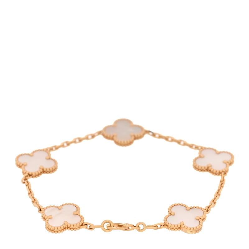 18K жовте золото перламутр 5 Motifs Vintage Alhambra браслет