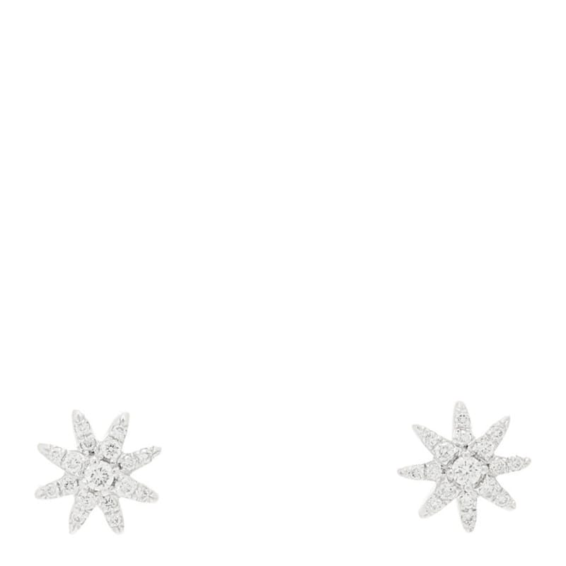 18K біле золото діамант Petite Starburst сережки
