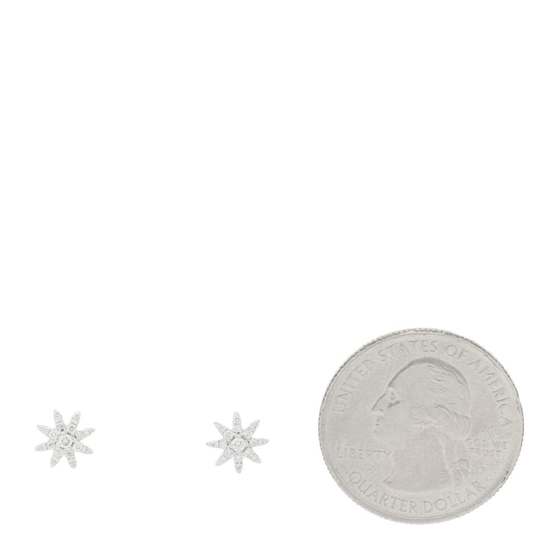 18K біле золото діамант Petite Starburst сережки