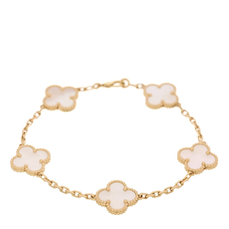 18K жовте золото перламутр 5 Motifs Vintage Alhambra браслет