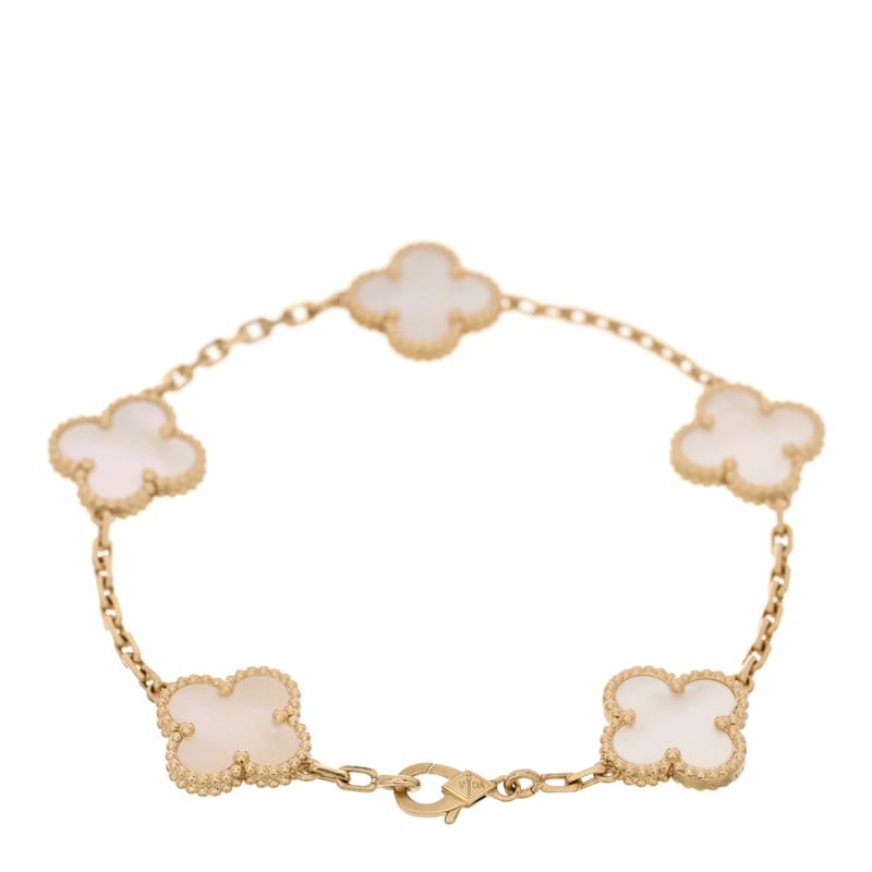 18K жовте золото перламутр 5 Motifs Vintage Alhambra браслет