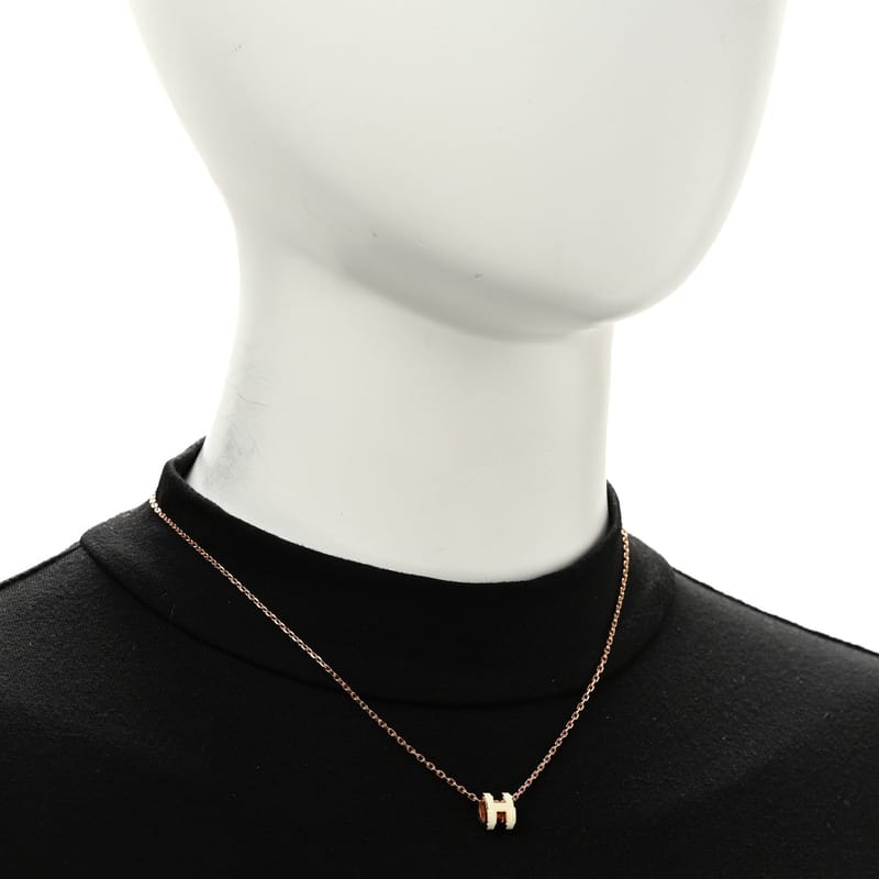 Lacquered рожеве золото Mini Pop H підвіска кольє білий