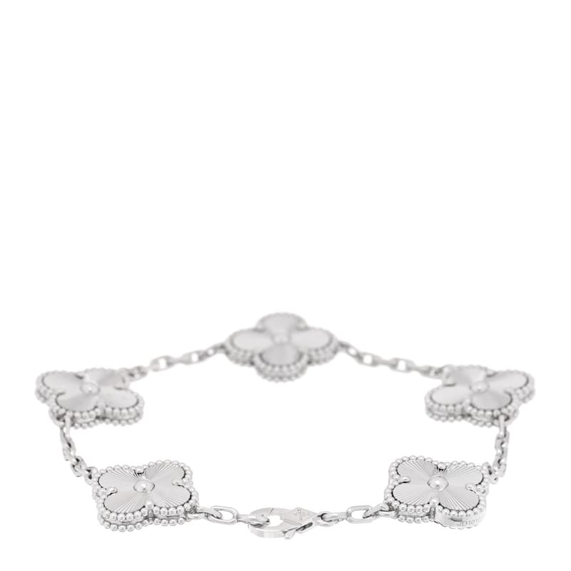 18K біле золото 5 Motifs Guilloche Vintage Alhambra браслет