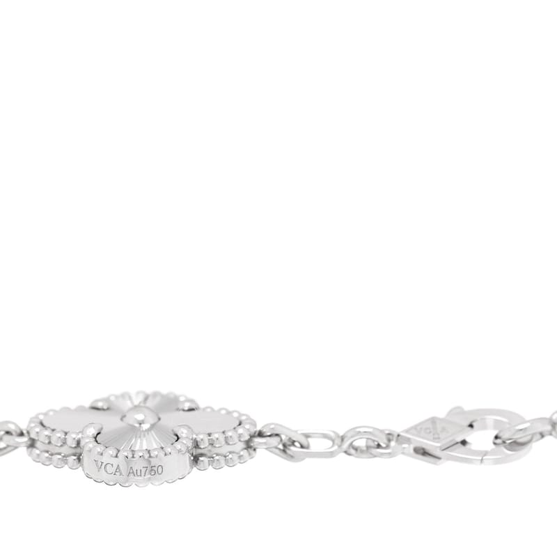 18K біле золото 5 Motifs Guilloche Vintage Alhambra браслет