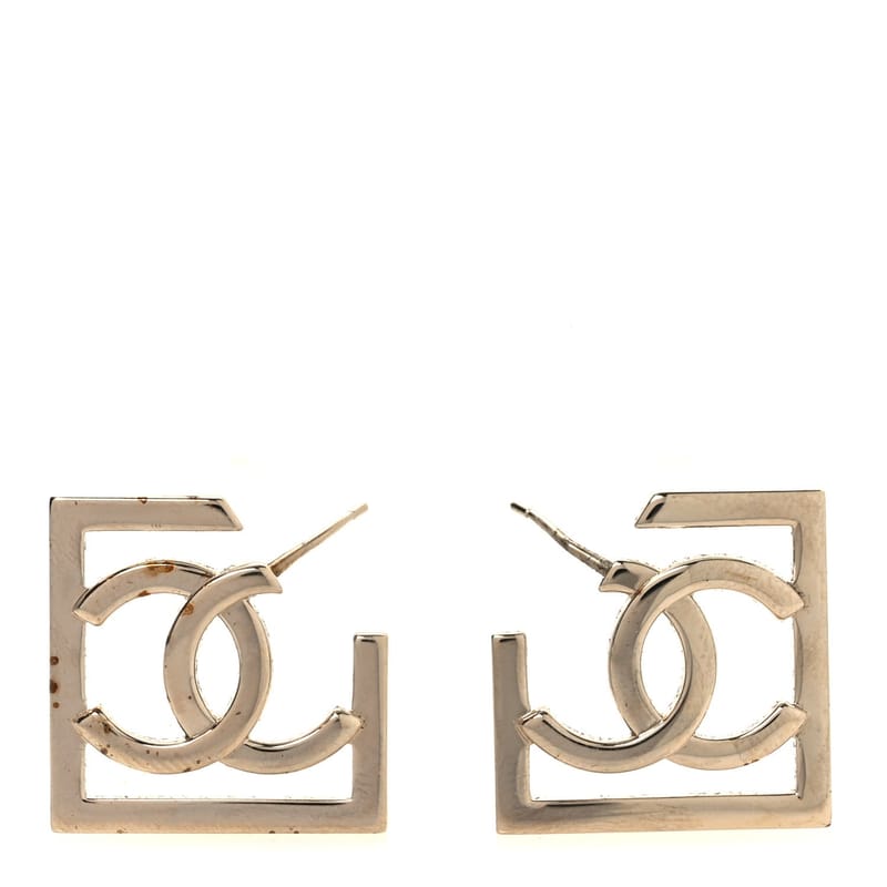 Metal Square Cutout CC Hoop сережки золото