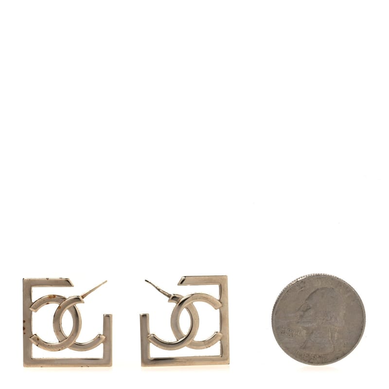 Metal Square Cutout CC Hoop сережки золото