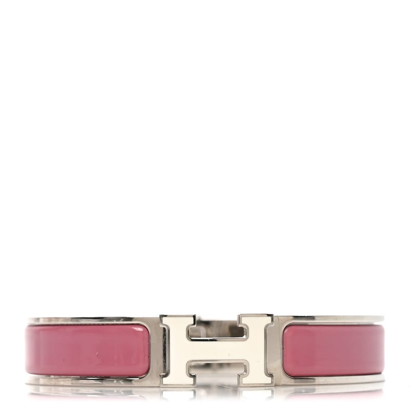 Enamel Narrow Clic Clac H браслет GM рожевий Velours білий