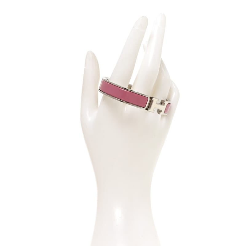 Enamel Narrow Clic Clac H браслет GM рожевий Velours білий