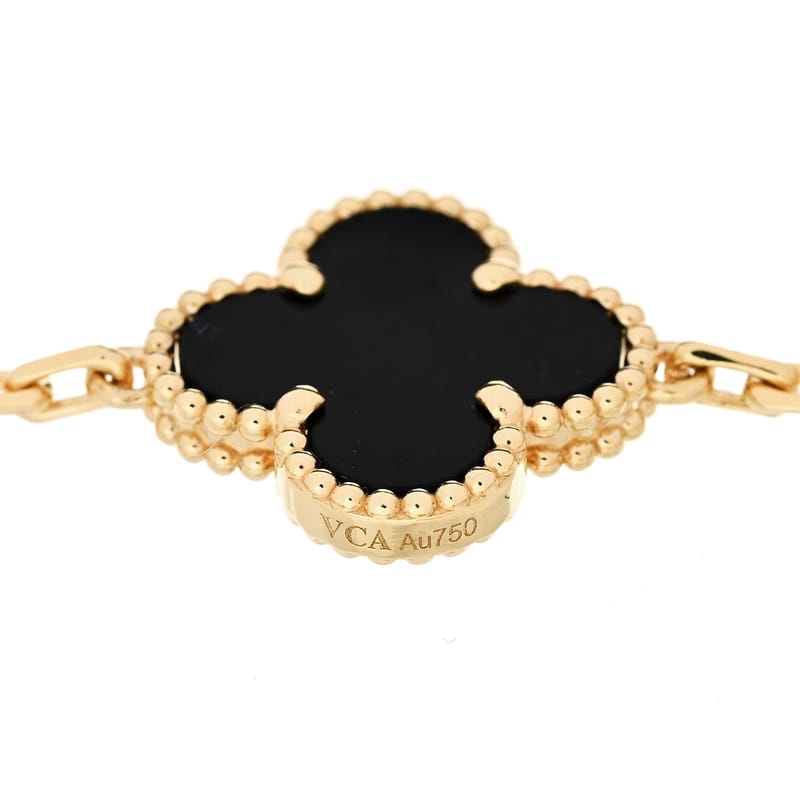 18K жовте золото чорний онікс 5 Motifs Vintage Alhambra браслет
