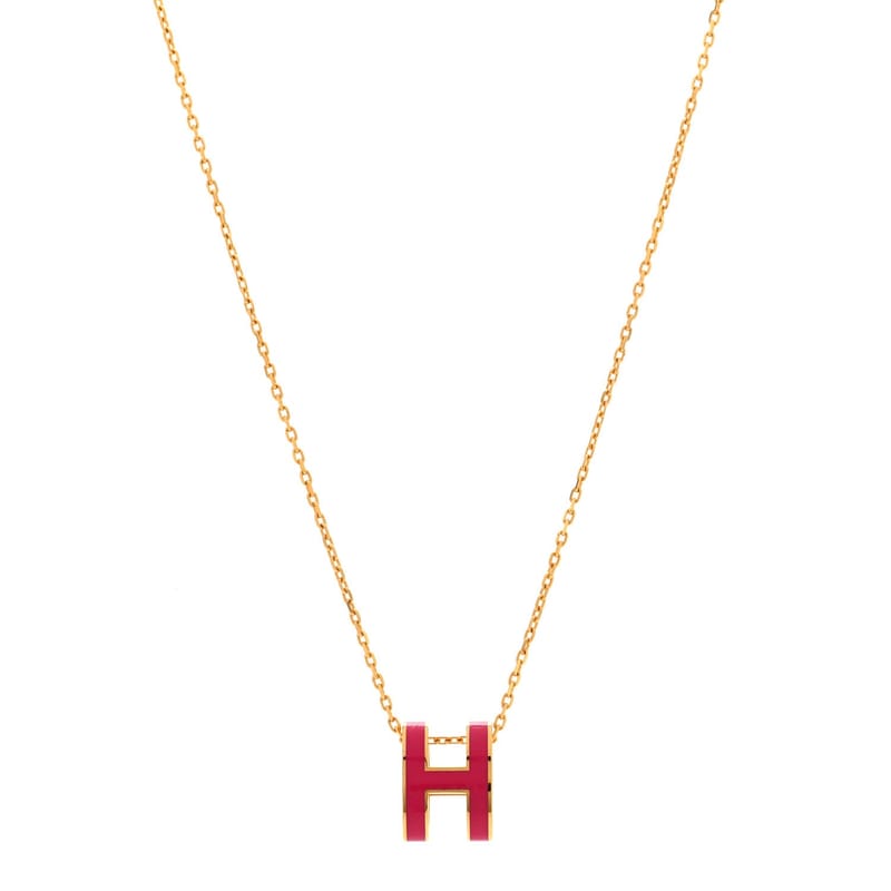 Lacquered золото Pop H підвіска кольє рожевий Indien