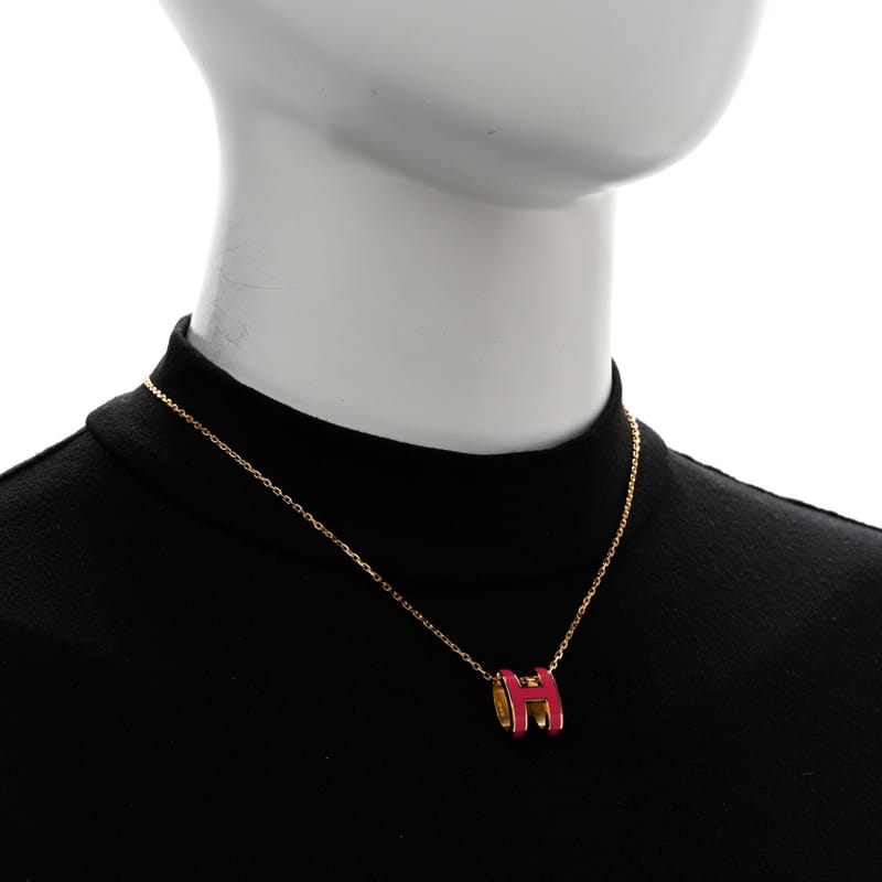 Lacquered золото Pop H підвіска кольє рожевий Indien