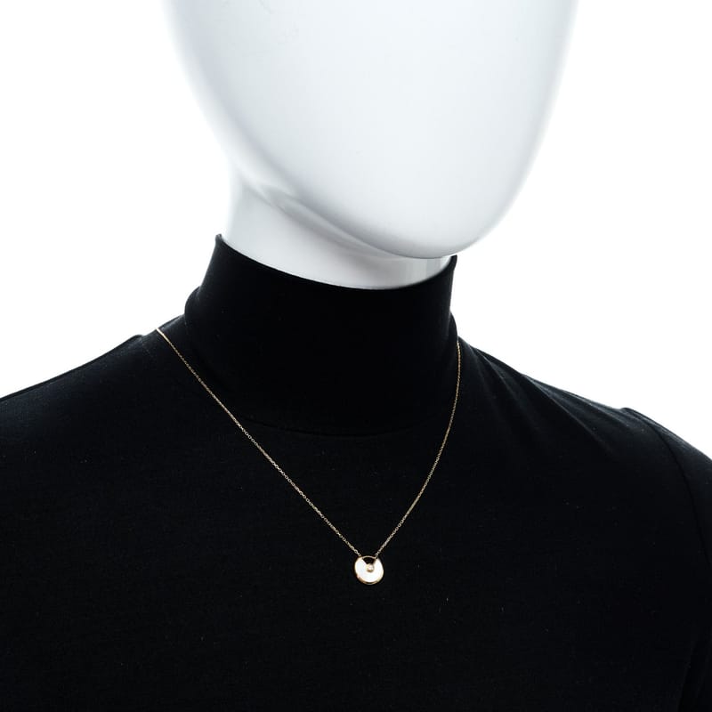 18K жовте золото діамант перламутр XS Amulette de Cartier підвіска кольє